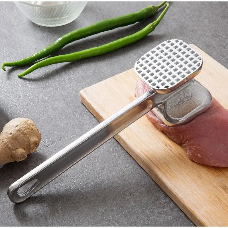 1pcs Kitchen Double-sided Meat Hammer Kitchen Gadgets Steak Metal Hammer Heavy Duty Durable Double-sided Tenderizer