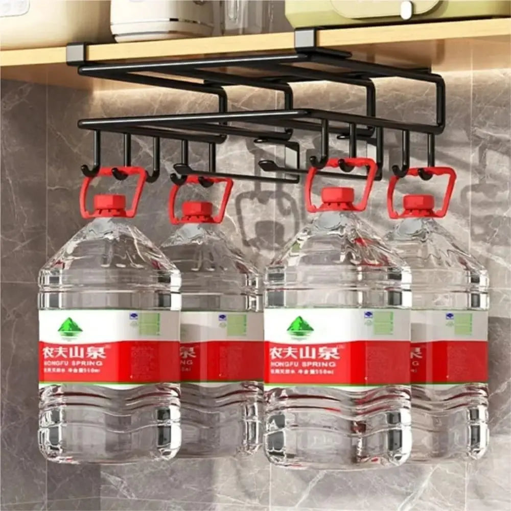 Kitchen Hanging Organizer Rack Hooks Under Cupboard Paper Towel Rags Hanger Cutting Board Pot Cover Holder Storage Shelf