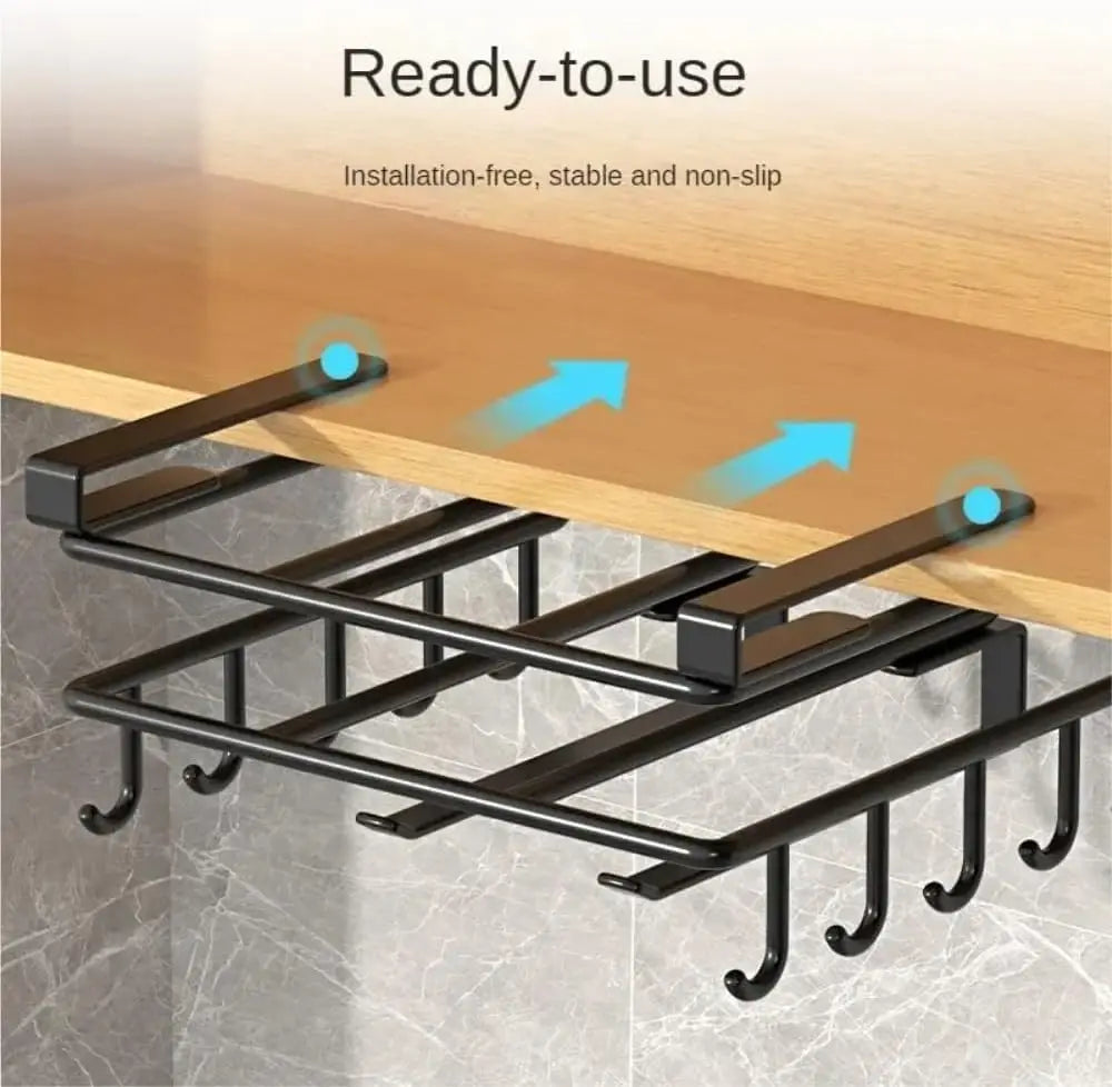 Kitchen Hanging Organizer Rack Hooks Under Cupboard Paper Towel Rags Hanger Cutting Board Pot Cover Holder Storage Shelf