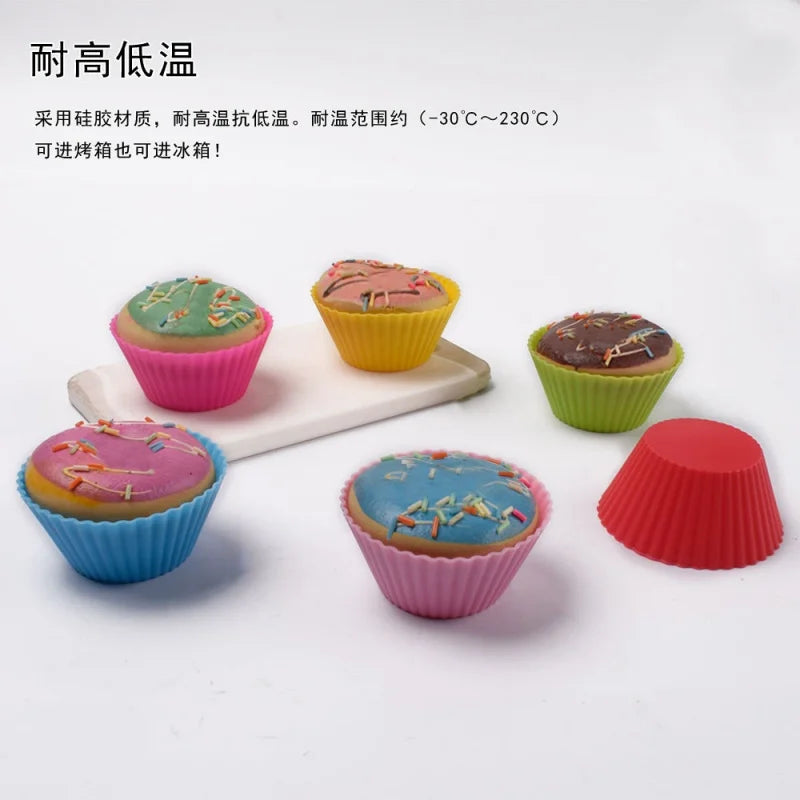 6/12PCS Silicone Muffin Mold Round Muffin Cup Heart Cake Baking Mold Kitchen Cooking Supplies Cake Decorating Tools