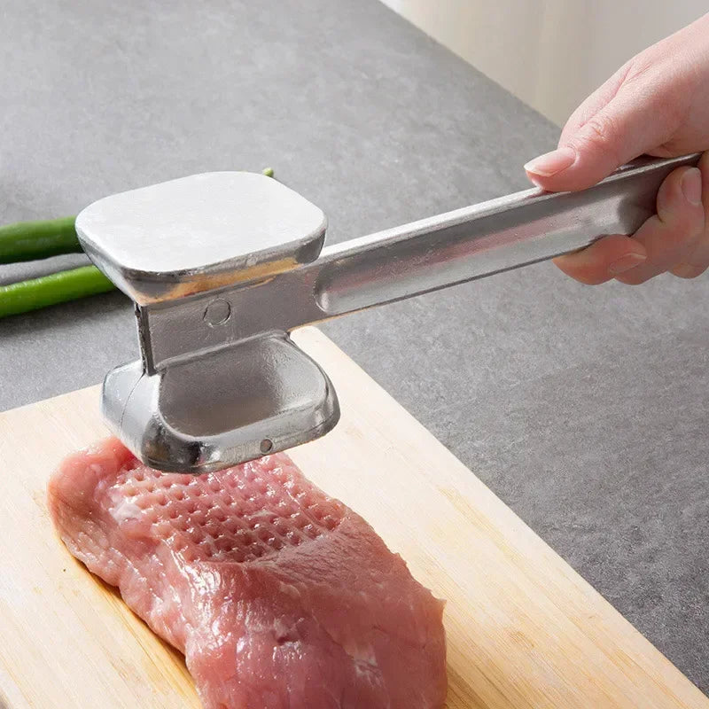 1pcs Kitchen Double-sided Meat Hammer Kitchen Gadgets Steak Metal Hammer Heavy Duty Durable Double-sided Tenderizer