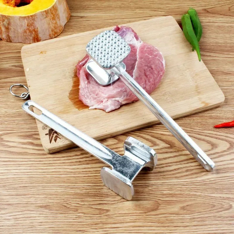 1pcs Kitchen Double-sided Meat Hammer Kitchen Gadgets Steak Metal Hammer Heavy Duty Durable Double-sided Tenderizer
