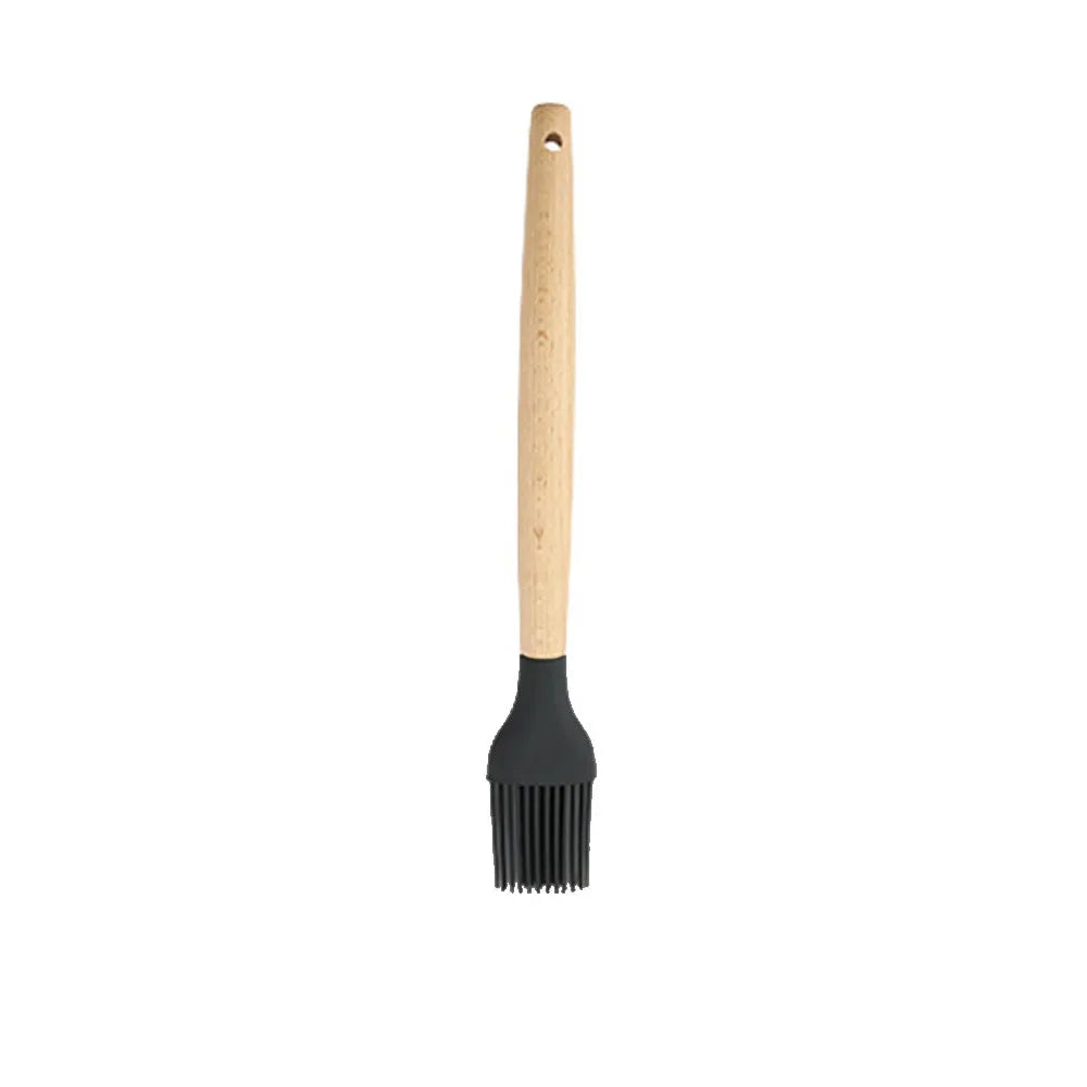 Silicone Kitchenware Utensils Set Black Non-stick Cookware Spatula Shovel Egg Beaters Wooden Handle Kitchen Cooking Tool Set